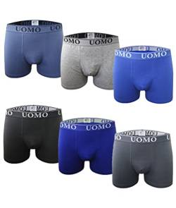 Channo Baumwoll-Boxershorts für Herren, Bequem und Weich. Uomo-Kollektion - Packung mit 6, Mehrfarbig A, L von Channo