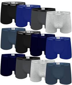 Channo Boxershorts aus Baumwolle, einfarbig, mit Originaldruck, bequem und weich, Kollektion - Pack of 12, Sortiment A, L von Channo