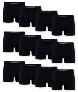 Channo Boxershorts aus Lycra für Herren, Nahtlos, Weich und Bequem - 12 Stück, Schwarz, XXL von Channo