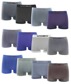 Channo Boxershorts aus Lycra für Herren, Nahtlos, Weich und Bequem - Packung mit 12, Streifen, S von Channo