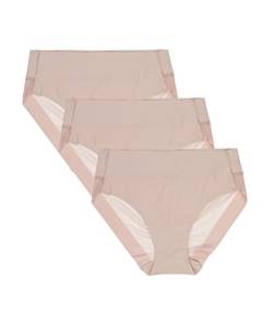 Channo Damen Slip Midi Laserschnitt, Tanga Effekt Unsichtbar, keine Markierung, transparent, Mikrofaser. Weiches Leichtgewicht. 3er Pack Slips, Elfenbein Large-X-Large von Channo