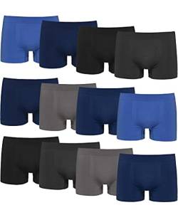 Channo Herren-Boxershorts aus Lycra, Nahtlos, Klassische Designs - Packung mit 12, Dunkel, 3XL von Channo