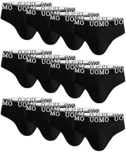 Channo Herrenslips aus Baumwolle - Uomo, 12er Pack, Schwarz 5XL von Channo