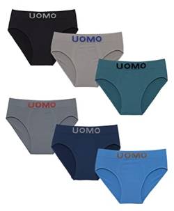 Channo Slips Lycra-Slip für Herren, Unsichtbar, Bequem und Weich. Uomo-Kollektion - Packung mit 6, Mehrfarbig, XXL von Channo