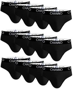 Channo Slips für Herren aus Baumwolle, einfarbig, uniform, 12er-Pack Schwarz, L von Channo