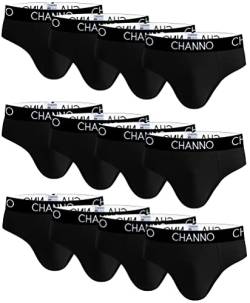 Channo Slips für Herren aus Baumwolle, einfarbig, uniform, 12er-Pack Schwarz, XL von Channo