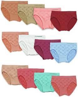 Channo Unterhose für Mädchen, Lycra, einfarbig, Blumenmuster, ohne Nähte, elastische Mikrofaser, weich, 12 Stück, Mehrfarbig 8-10 Jahre von Channo