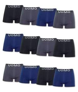 Channo Uomo Herren-Boxershorts aus Lycra, ohne Nähte, Uomo-Kollektion - Packung mit 12, Dunkles Mehrfarben, S von Channo