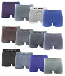 Channo Uomo Herren-Boxershorts aus Lycra, ohne Nähte, Uomo-Kollektion - Packung mit 12, Streifen, S von Channo