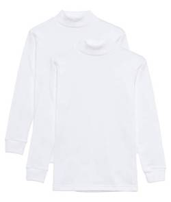 Thermisches T-Shirt für Kinder, mittelhoher Halsausschnitt, Schwan, Lange Ärmel, einfarbig - Packung mit 2, Weiß, 2 Jahre von Channo