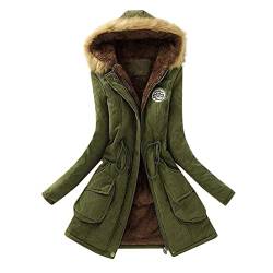 Chanpning Damen Winterjacke Lang Kurz Windjacke für Outdoor Outdoor-Jacke mit Kapuze Xs-Xxl Jacke Softshelljacke Übergangsjacke Winter Jacke Parka Lang Mantel Winterjacke Fell von Chanpning