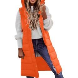 Chanpning Daunenweste Damen Kapuzenweste Für Den Winddichte Herbst Und Winter Daunenjacke Elegant Wintermantel Winterweste mit Tasche Steppweste Ärmellos Lang Daunen Große Größen Daunenjacke von Chanpning