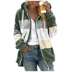 Chanpning Fleecejacke Damen Weiß, Oversize Outdoorjacke Kuschel Jacke Thermal Pelzmantel Freizeit Herbstjacke Komfortable Mantel Reißverschluss Plüschjacke Locker Winterpulli Lassig Pelzjack von Chanpning