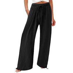 Chanpning Hose Damen Sommer Weit Leicht Lang Stoffhose Baumwollhose Damen Sommer Sport Pumphose Damen Sommer Hose Lässige Lose Stoffhose Leichte Sommerhose Frauen von Chanpning