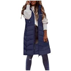 Chanpning Longweste Damen Steppweste Leicht, mit Kapuze Ärmellose Jacke lady Waistcoat Geeignet Für Herbst Und Winter Jagd Winter Winterweste mit Tasche Daunen GroßE GrößEn Daunenjacke von Chanpning