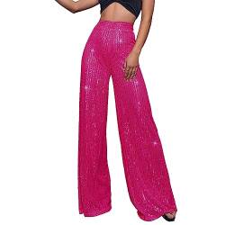 Chanpning Pailettenhose Damen, Silvester Festival Schwarz Pailletten Schlaghose Glitzerhose Party Glitzer Silber 70er Hose Hosen Elegant XXL Rave Große Größen Silvester Outfit Pailettenhose von Chanpning