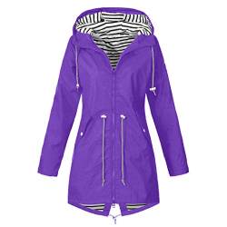 Chanpning Regenjacke Damen Wasserdicht Regenbekleidung Regencape Übergangsjacke Outdoorjacke Leicht Jacke Sportjacke ReißVerschluss Regen Parka Jacke Regenmantel Damen Wasserdicht Atmungsaktiv S-5XL von Chanpning