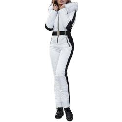 Chanpning Skianzug Damen, Einteiler Skioverall, Snowboard Wasserdicht Schneeanzug, Winter Warme Schneejacke, Skifahren Sätze Outdoor Sport Skisuit, Streifen Einteilig Jumpsuit Schneeoverall Overall von Chanpning