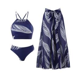 Chanpning Tankini Damen Zweiteiliger Badeanzug Damen S Badeanzüge Mit Shorts High Neck Bikini Set Mit Hoher Taille Bademode High Waist Push Up SSe Größe Bikini Bikinioberteil Oder Triangel Gedruckt von Chanpning