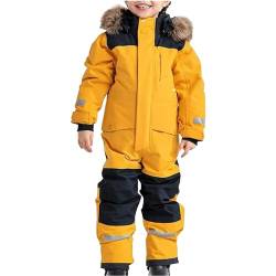 Chanpning Unisex Kinder Skioverall mit Kapuze Schneeanzug Wasserdicht Atmungsaktiv Skianzüge Verdickt Warm Funktionsanzug Outdoor Regenoverall EinteiligerSchneeoverall Jungen Mädchen von Chanpning