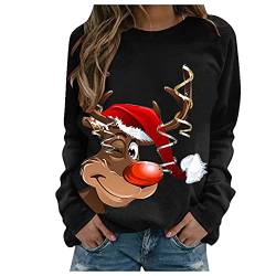 Chanpning Weihnachtspulli Damen Lustig Xmas Blusentops Basic Langarmshirt Weihnachten Sweater Lustige Kostüm Hässliche Tunika Langärmlige Freizeithemd 2023 Sweatshirt für Damen von Chanpning