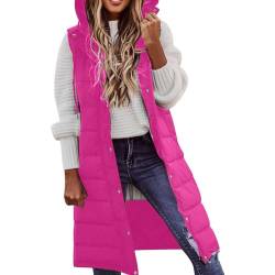 Chanpning Weste Damen Lang Kapuzen Daunenweste Lässige Pufferjacke Female Weste Dünner Und Leichter Daunenmantel Übergangsjacke Übergangsweste Sleeveless Winteroberbekleidung von Chanpning