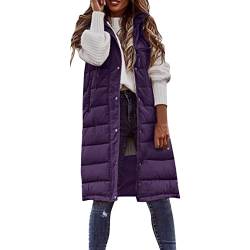 Chanpning Weste Damen Lang Winter Plus Size Long-Steppweste Lässige Pufferjacke Oversize Steppweste Übergangsweste Winterjacke Daunen Große Größen Daunenjacke Übergangsjacke Übergangsweste von Chanpning