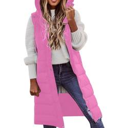 Chanpning Weste Damen Lang Winter Plus Size Long-Steppweste Lässige Pufferjacke Oversize Steppweste Übergangsweste Winterjacke Daunen Große Größen Daunenjacke Übergangsjacke Übergangsweste von Chanpning