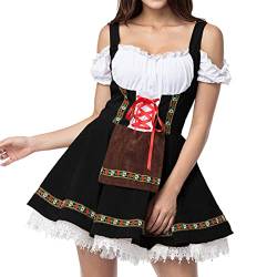 Dirndl Damen Midi Trachtenkleid Trachtenmode Trachtenrock Kleid Dirndl-Komplettsets Rockabilly Abschlussballkleid Oktoberfest Vintage Kleid Kurzarm Bierkleid Bühnenkleid für Besondere Anlässe von Chanpning