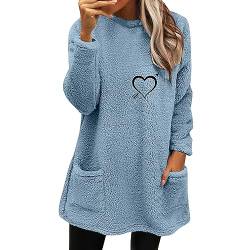 Pullover Damen Winter Schwarz Gepolstert Lammwolle Rollkragenpullover 2023 Obertei Soft Pulli Retro Fliesjacken Weihnachten Schlupfjacke Dickes Damenpullover Thermal Tops Winter Langarmshirt von Chanpning