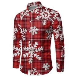 Weihnachtshemd Herren Langarm, mit Weihnachten Aufdruck Winterhemden 3D Bedruckte Hemd Männer Freizeithemd Langärm Herrenhemd Slim Fit Christmas Shirt Stehkragen Hawaiihemd Lustige Funky Hemden von Chanpning