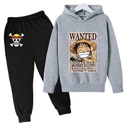 2022 One Piece Drucken Kinder Trainingsanzüge Set Cartoon Luffy mit Kapuze Top und Bottom Casual Kapuzenpullover und Joggers Hose für Jungen Mädchen von Chaorwe