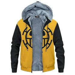 Anime One Piece Red Uta Cosplay Hoodie Sweatshirt Winter Fleece Mantel Anime Trafalgar Law Kapuzenpullover Reißverschluss Jacke Mantel color5,L von Chaorwe