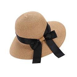 Chapter Seven Women's Sun Hat Floppy Hat Foldable Bowknot Straw Hat Summer Beach Cap UV Protection UPF50 (C) von Chapter Seven