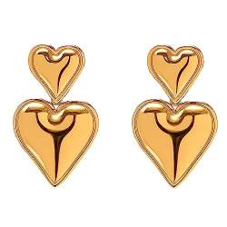 Herz Ohrringe, Damen Ohrringe Goldene Ohrringe Damen Earrings for Women, Ohrringe Gold Hängend Schmuck Damen, Geschenke für Frauen Geschenke für Mama Geschenk Geburtstagsgeschenk von Charfia