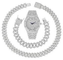 CHARLES RAYMOND Minimalistische Designer Iced Out Uhr Ein Hip Hop Clone Conspiracy Timepiece to Become a King of Bling - ZZ Watch Set, ST10528-SLV-ZZ Set, Hip Hop Iced Out Rapper von Charles Raymond