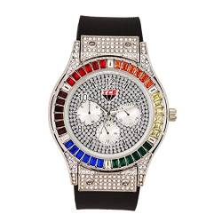 Charles Raymond Big Bling Watch Inspired by Hip Hop,Herren Iced Out Timepiece,Faux Chrono Eyes,Diamant Strass auf Blast,ST10311, mens-standard 9" adjustable, ST10311 (ST10380 Rainbow Silver) von Charles Raymond