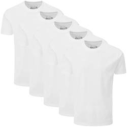 Charles Wilson 5er Packung Einfarbige T-Shirts mit Rundhalsausschnitt (3X-Large, Plain White) von Charles Wilson