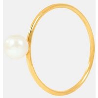 Charlotte Wooning Fingerring Damen Gold - Pluto Ring vergoldet weiße Perle - Größe 52, Silber 925, 18 Karat vergoldet von Charlotte Wooning