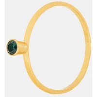 Charlotte Wooning Fingerring Damen Gold - Space Trumpet Ring vergoldet mit grüner Tourmalin, Größe 52 - Silber 925, 18 Karat vergoldet von Charlotte Wooning