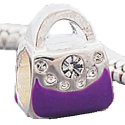 Charm Buddy Damen-Charm-Anhänger Handtaschen-Design Glaskristall Strasssteine silberfarben Pandora-Stil von Charm Buddy