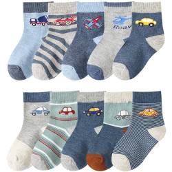 Charmi Jungen Socken Kindersocken Strümpfe Baumwolle 10er-Pack Autos und Flugzeuge 31-34 EU (Herstellergröße XL) von Charmi