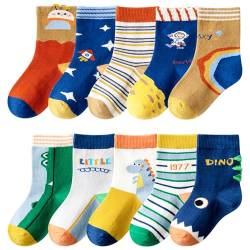 Charmi Jungen Socken Kindersocken Strümpfe Baumwolle 10er-Pack Dinosaurier und Luft- und Raumfahrt 31-34 EU (Herstellergröße XL) von Charmi