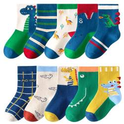 Charmi Jungen Socken Kindersocken Strümpfe Baumwolle 10er-Pack Kleiner Dinosaurier 24-26 EU (Herstellergröße M) von Charmi