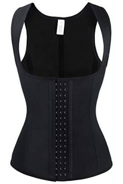 Charmian Women's Latex Underbust Waist Training Cincher Steel Boned Body Shaper Corset Vest Vest-Black Large von Charmian