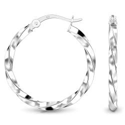 Charmsy Sterling Silber Schmuck Hochglanz Twist Runde Click-Top Creolen für Damen 25 MM von Charmsy Silver