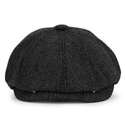 Charmylo Newsboy Stil Tellermütze Schirmmütze Herren Damen - 8 Panel Peaky Fischgräten Tweed Retro 1930s Schiebermütze Gatsby Cap Flat Hut von Charmylo