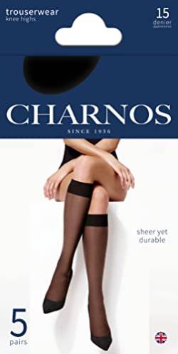 Charnos Damen 5pp Sheer Kniestrümpfe Barely Black – Einheitsgröße Strumpfhose, One Size von Charnos