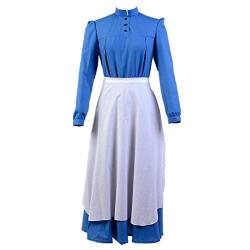 Charous Anime Howl's Moving Castle Cosplay Kostüm, Long Maid Outfit für Frauen Halloween Weihnachten Karneval Theme Party Cosplay von Charous