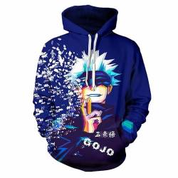 Charous Manga Jujutsu Kaisen Cosplay Satoru Gojo Digitaldruck Hoodie Sweatshirt Verwendet für Anime Fans Festivals Geschenk, blau, L von Charous